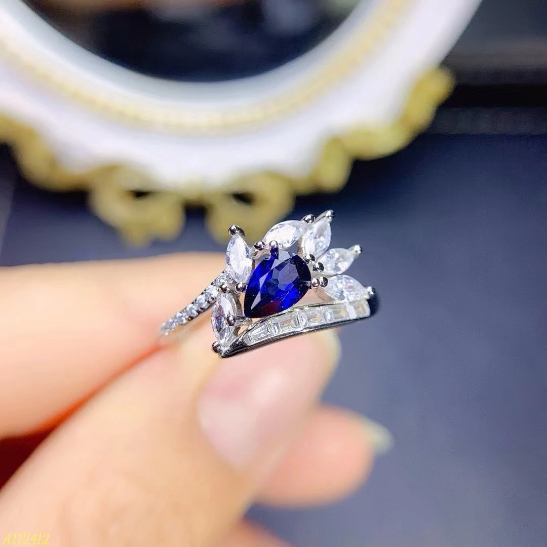 

KJJEAXCMY Fine Jewelry Natural Sapphire Women's Ring S925 Pure Silver Exquisite Inlaid High Clarity Gem Support Testing