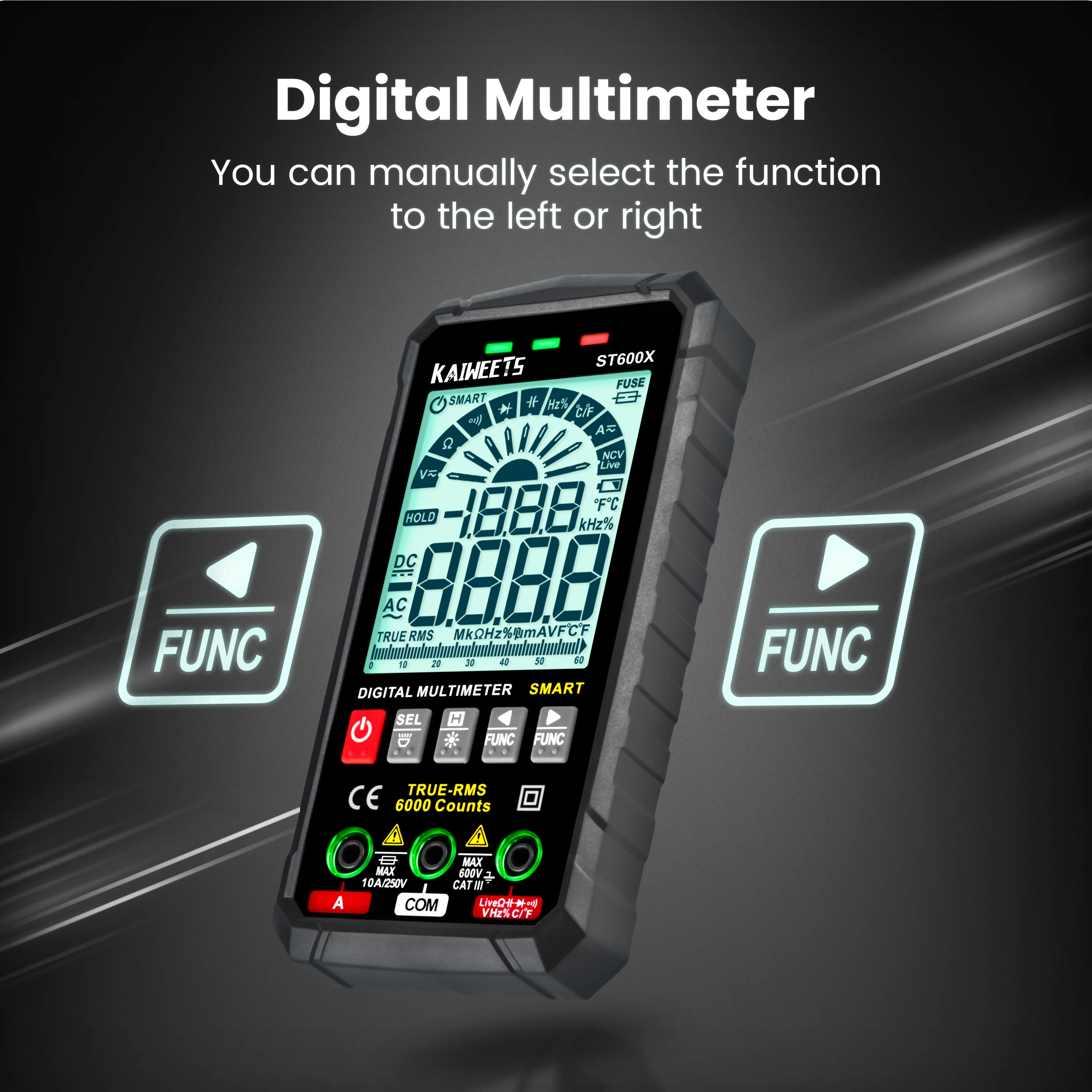 TRUE RMS Digital Multimeter Smart Auto Range test NCV Intelligent Multimetro Tester AC DC Voltage Capacitance Ohm Hz Meter