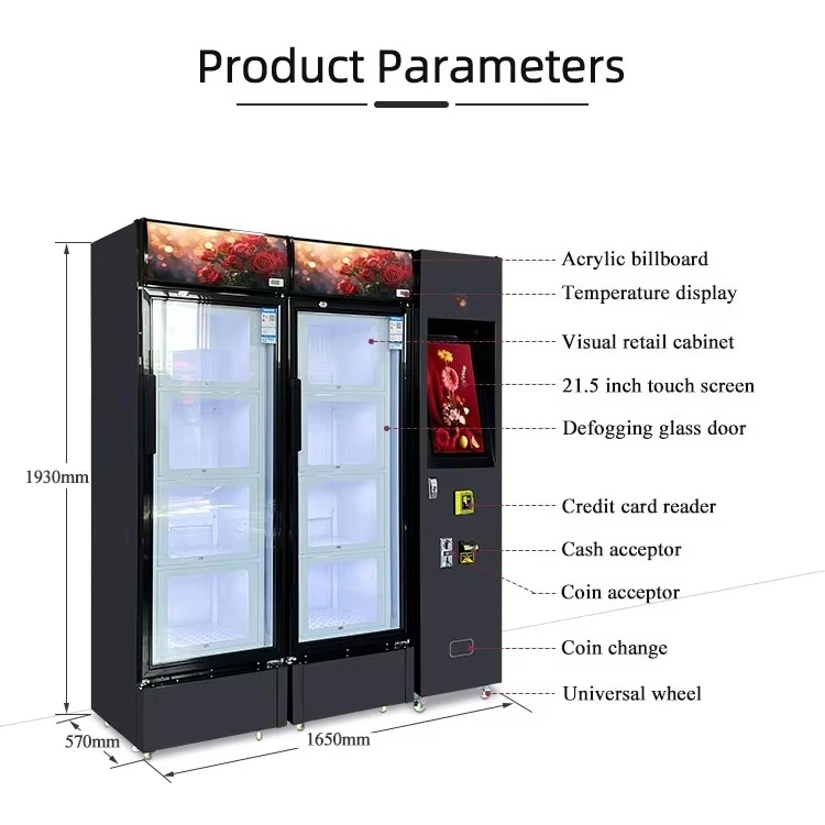 ！@Smart Temperature Controlled Floral Vending Machine 8 Cells Visually Flower Vending Machine for Airport