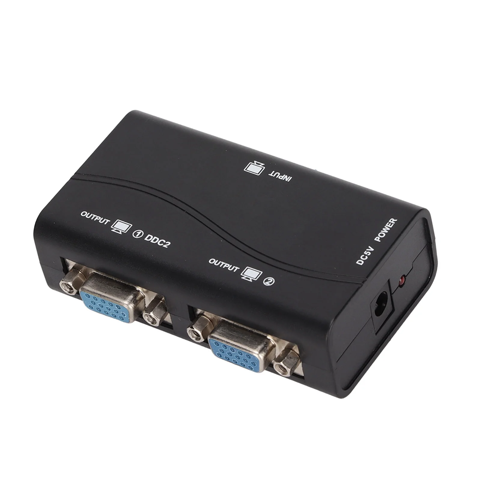 USB Powered VGA Splitter 1 in 2 out Video Distributor for Screen Duplication 250 MHz 1920x1440 1080P Resolution