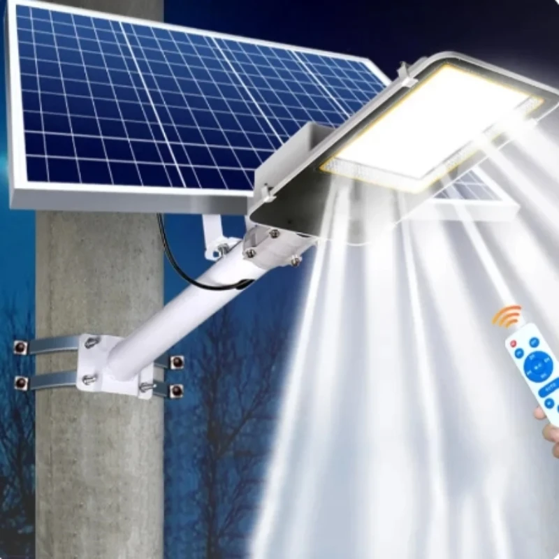 exterior aluminio solar street light controle remoto impermeavel jardim luz solar 100w 01