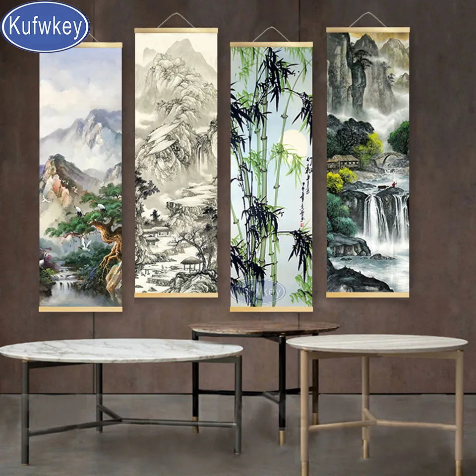 2024 New Diamond Moaic Chinese Landscape Large Size 5d diy diamond embroidery Picture Mountain Feng Shui Big Painting Wall Decor