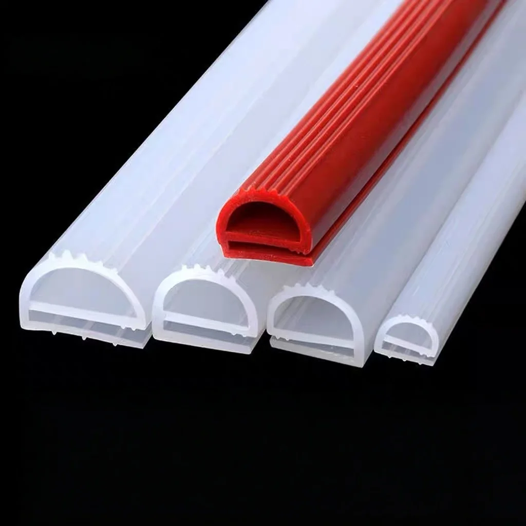 Clearance Sale White/Red Silicone E Shape Strip Rubber Sealing Strip E-shaped E-strip High Temperature Oven Oven Sealing Strip view 3