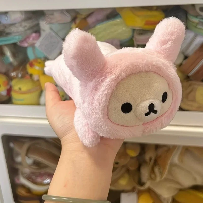 

Pink Rilakkuma Rabbit Plush Pencil Case spacious storage Pencil Pouch Cute Cartoon Storage Bag Children's School Stationery Bag