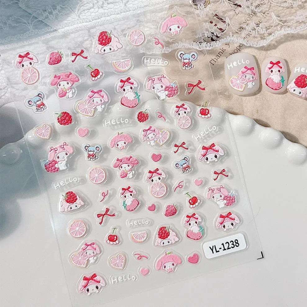 1PCS Lightweight Quick-Apply Feature Sanrio Nail Stickers Cute Cartoon Nail Art Ornaments Warm Cozy Casual Style Stickers