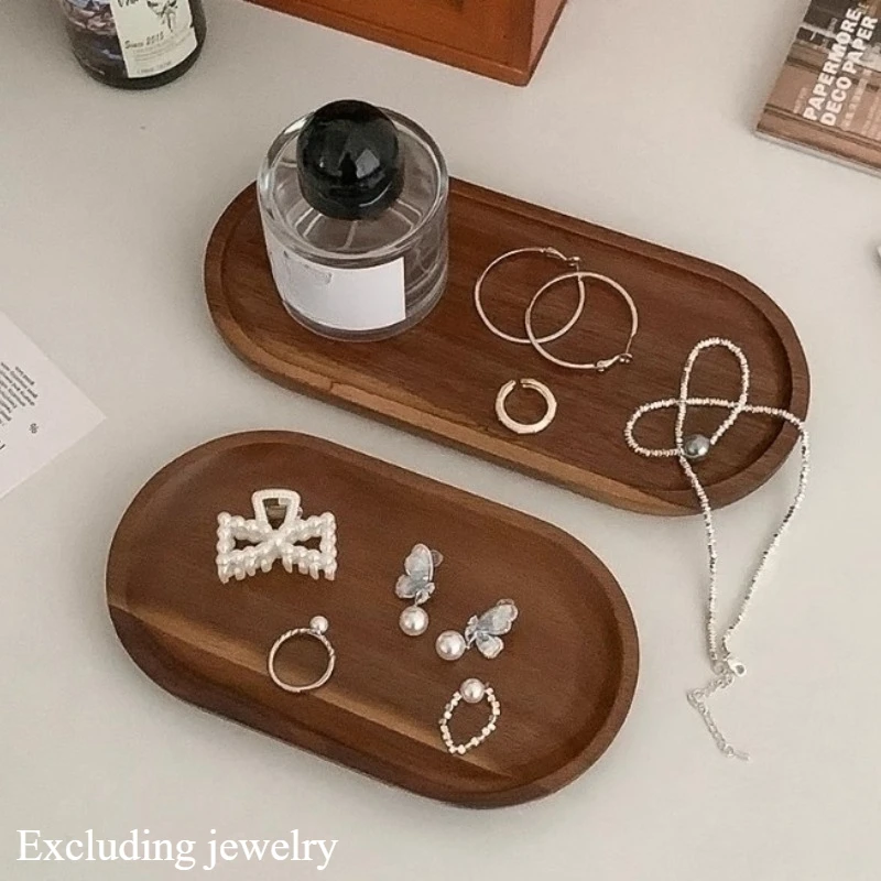 1pc Wooden Double-layer Jewelry Storage Box Double Layered Solid Wood Storage Rack Portable Jewelry Box Home Accessories