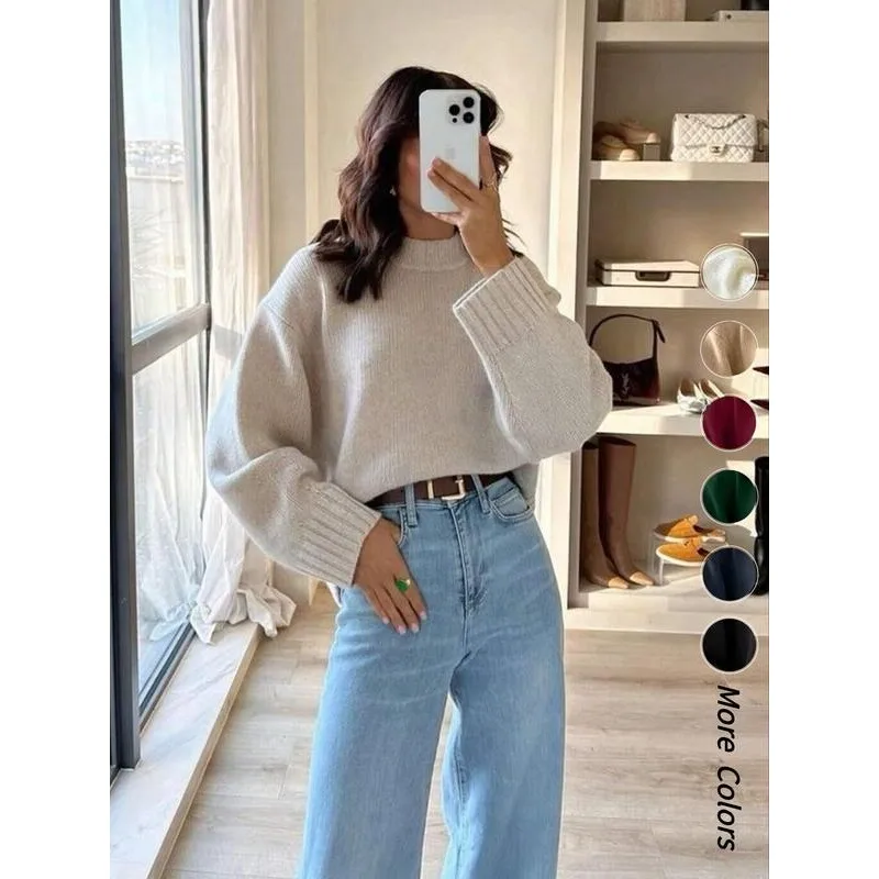 

Comfortable round Neck Sweater Women's Fashion Spring Season Four Seasons Cross-Border Knitwear Soft Cotton Casual Style