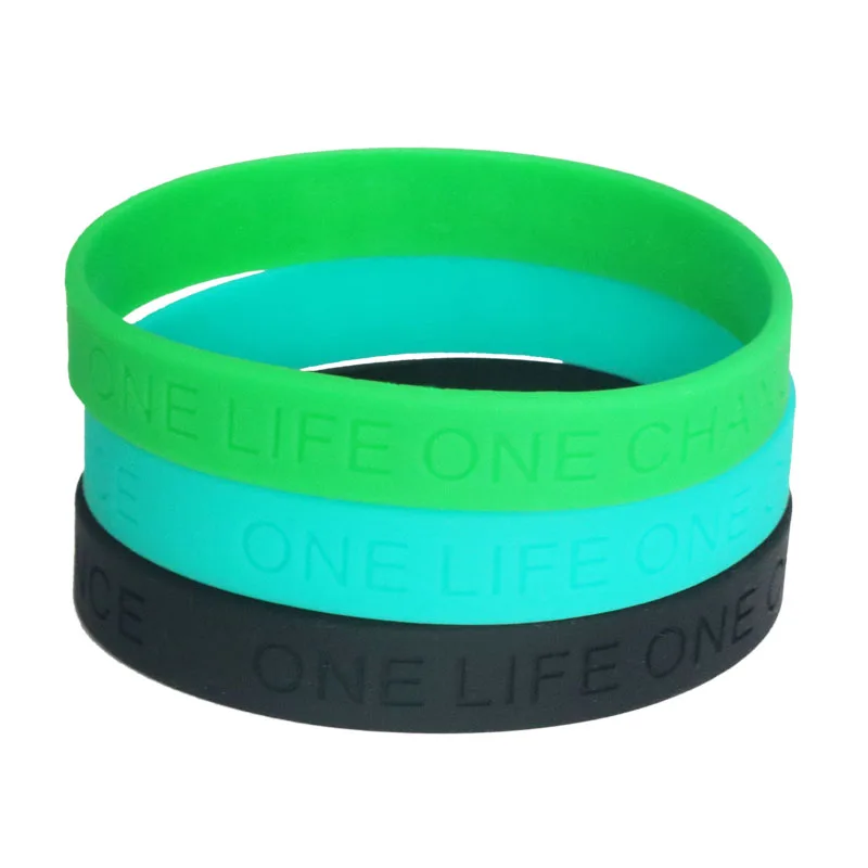 3PCS Fashion One Life One Chance Silicone Wristband Black Blue Green Rubber Engraved Bracelets&Bangles Men Women Gifts SH066