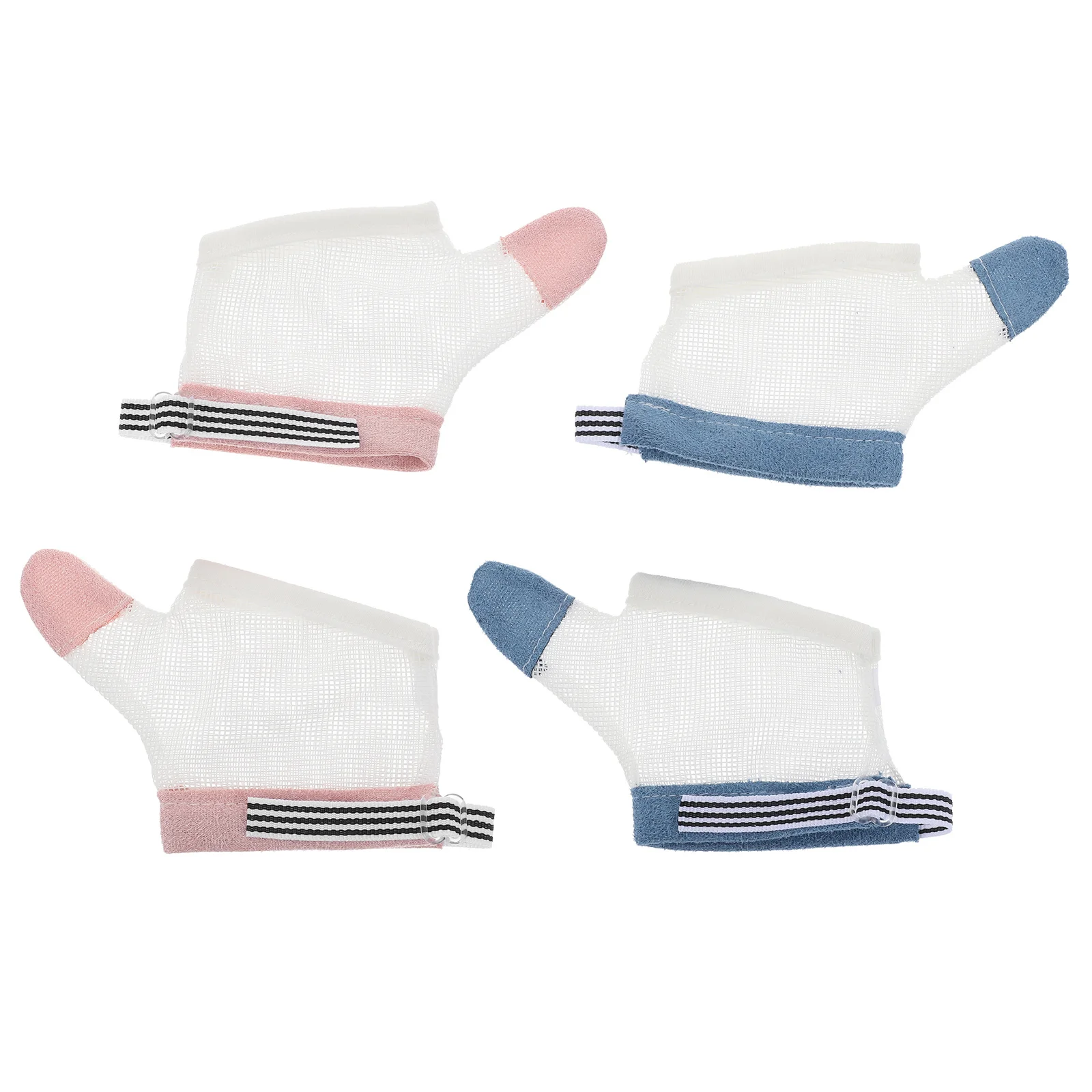

2 Pairs Anti eating Hand Covers for Babies Boys Thumb Sucking Stopper Breathable Mesh M Size Stripe Pattern