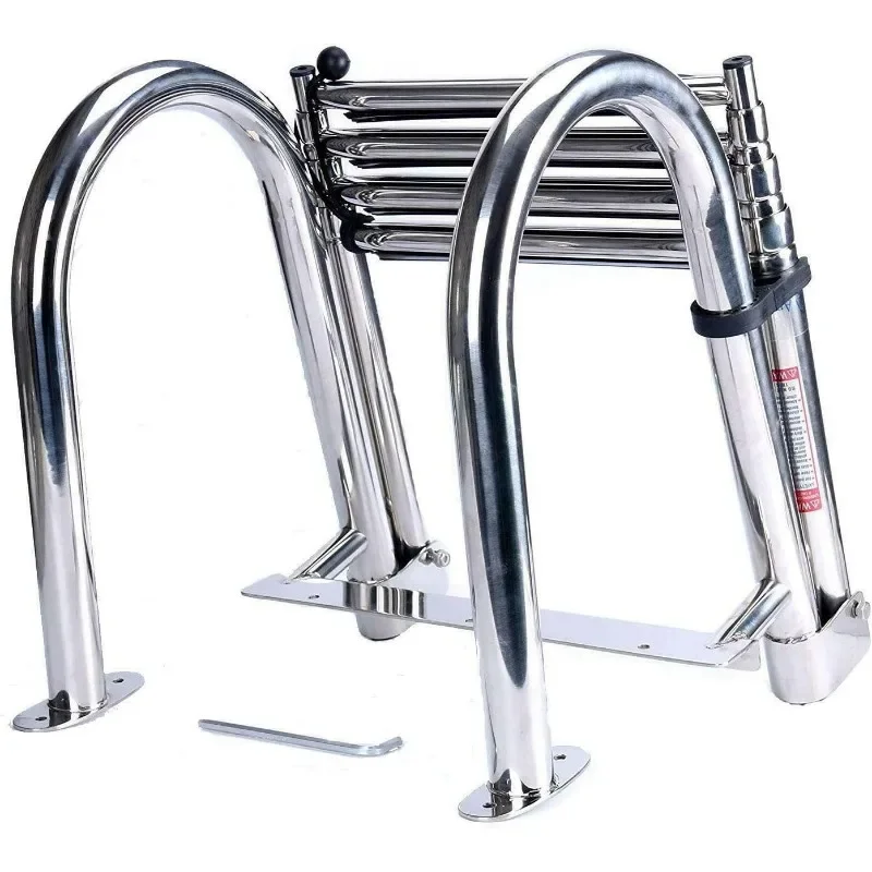 سلم عائم بـ 4 خطوات سهل الصعود، تصميم قابل للطي وقابل للإزالة وخطوات واسعة للدخول الخلفي الآمن.