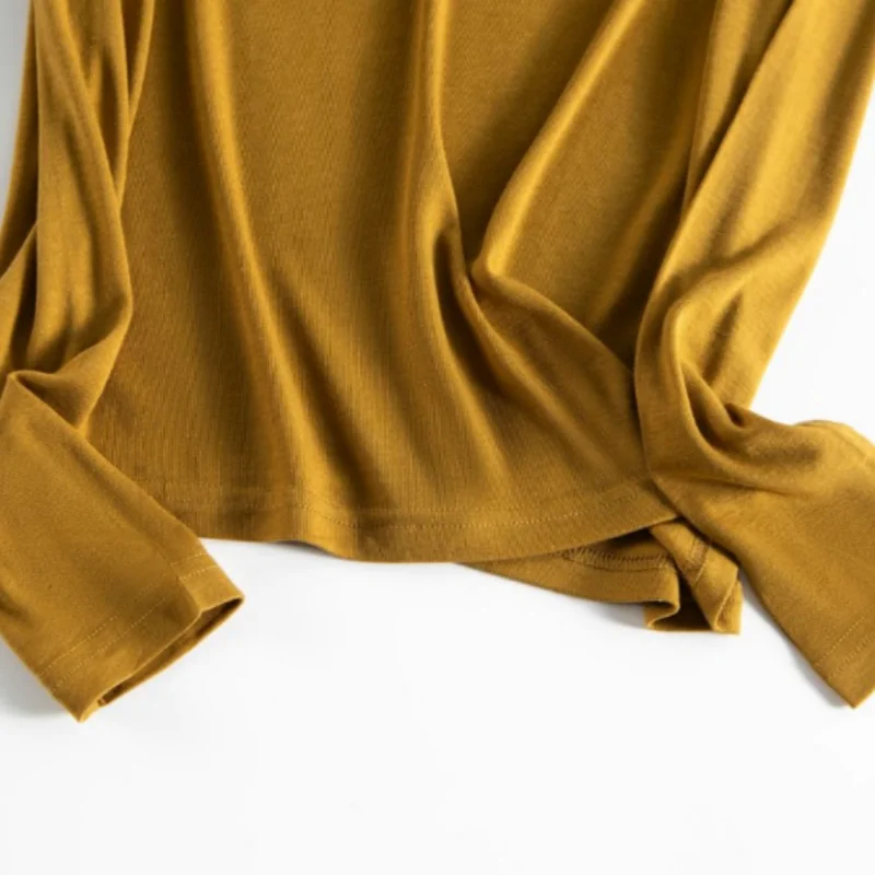 BirdTree, 6A 6% Naturseide Elegante T-Shirts, Damen Langarm O-Ausschnitt, Casual OL Oberteile für den Alltag, Herbst Winter 2026 Neu T48749QM – Detail 17