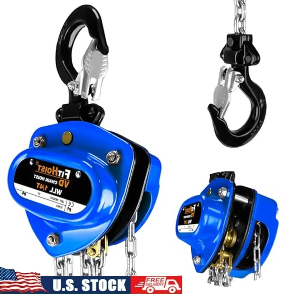 Compact 1/4 Ton Mini Hand Chain Block Hoist 550lbs Capacity 10FT Heavy Duty Hooks Pulley Hoist Durable Safe High Efficiency Gear