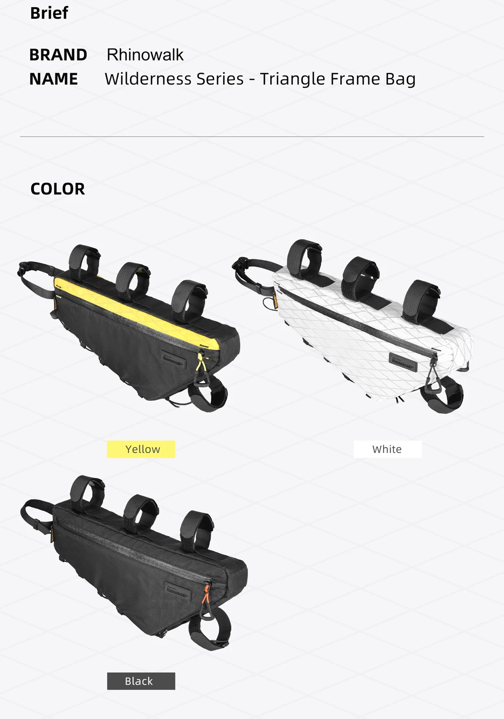 Rhinowalk Fahrrad-Dreiecksschlauchtasche, wasserabweisend, 1,7 l/2,4 l/2,9 l, Fahrrad-Rahmentasche für MTB und Rennrad, Querträger-Aufbewahrungspaket – Detail 34