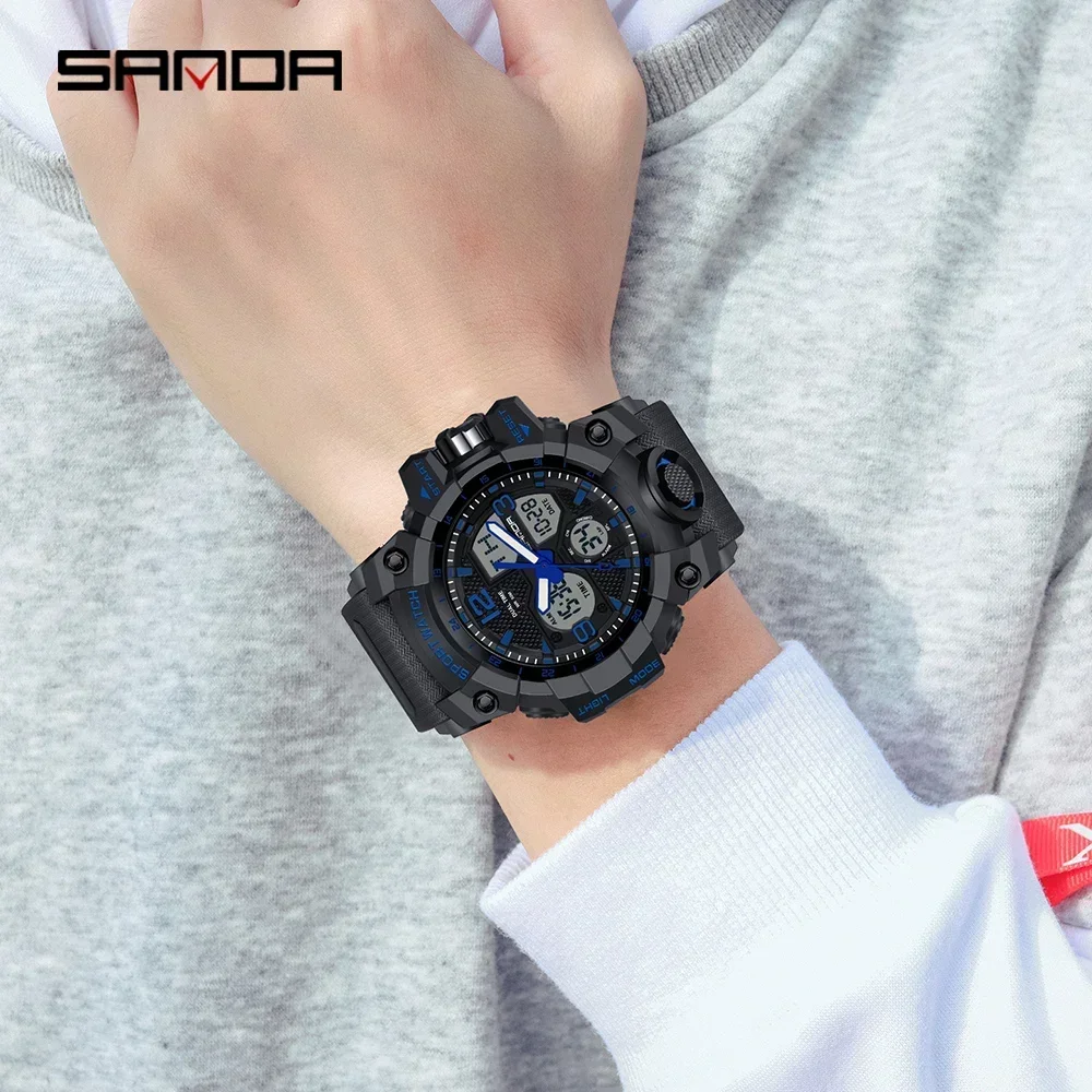 SANDA 6030 ساعة كوارتز عسكرية رجل مقاوم للماء ساعة اليد للرجال ساعة صدمة relogios masculino العلامة التجارية الأعلى ساعات رجالية رياضية