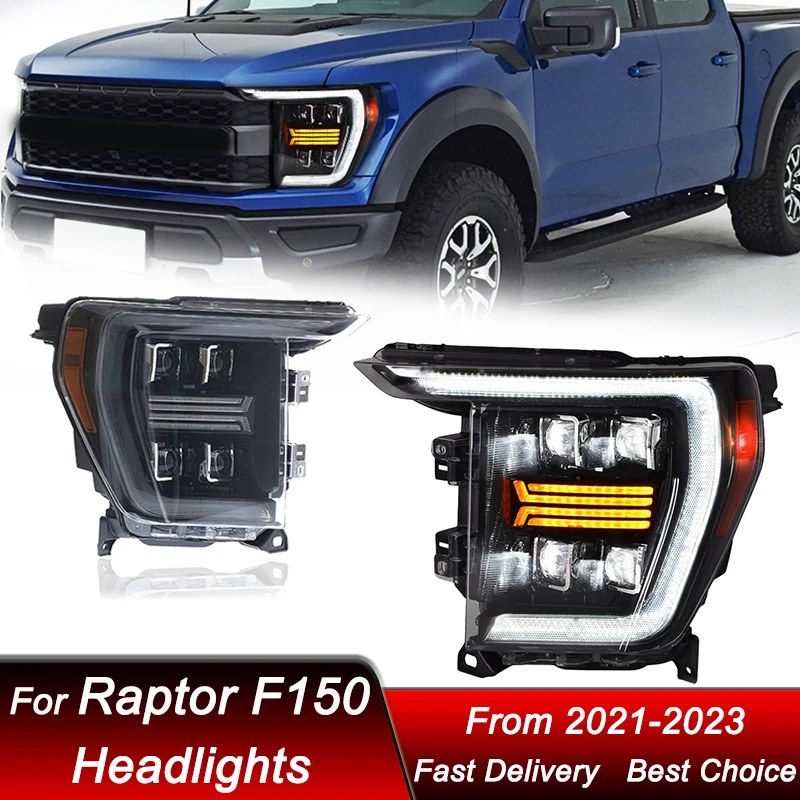 

Автомобильные фары для Ford Raptor F-150 F150 21-23, полный рабочий налобный фонарь в сборе, обновленный комплект аксессуаров для линз проектора с высокой настройкой