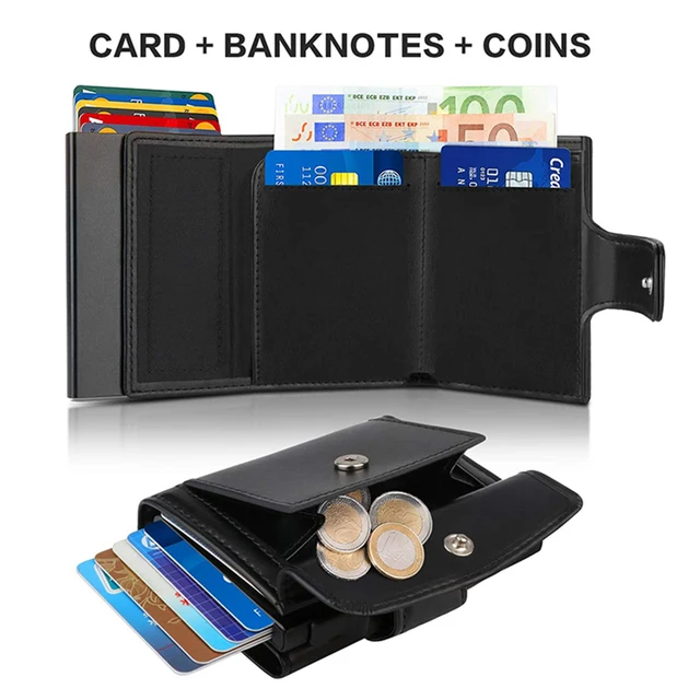 Portfele na karty kredytowe Rfid Mężczyźni Black Magic Trifold Leather Slim Mini Wallet Small Money Bag Male Purses Carteira Masculina