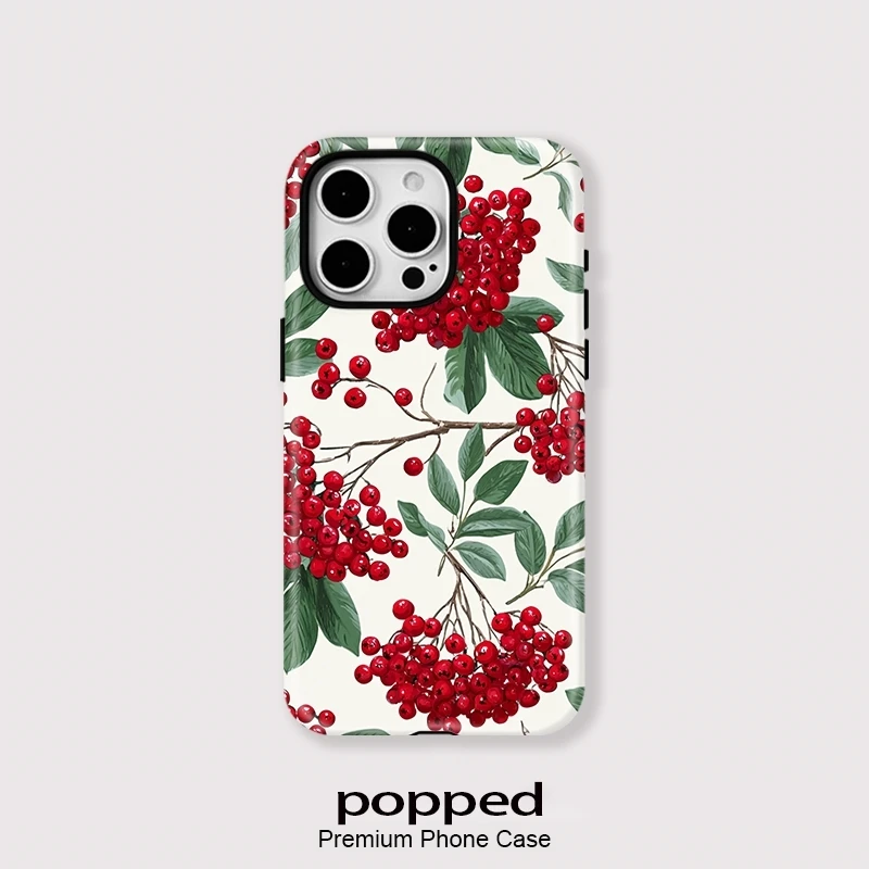 Funda de teléfono 2 en 1 de acrílico y TPU con patrón de cereza para iPhone 17 Pro Max, iPhone 17 Pro y iPhone 17 Air, compatible con MagSafe