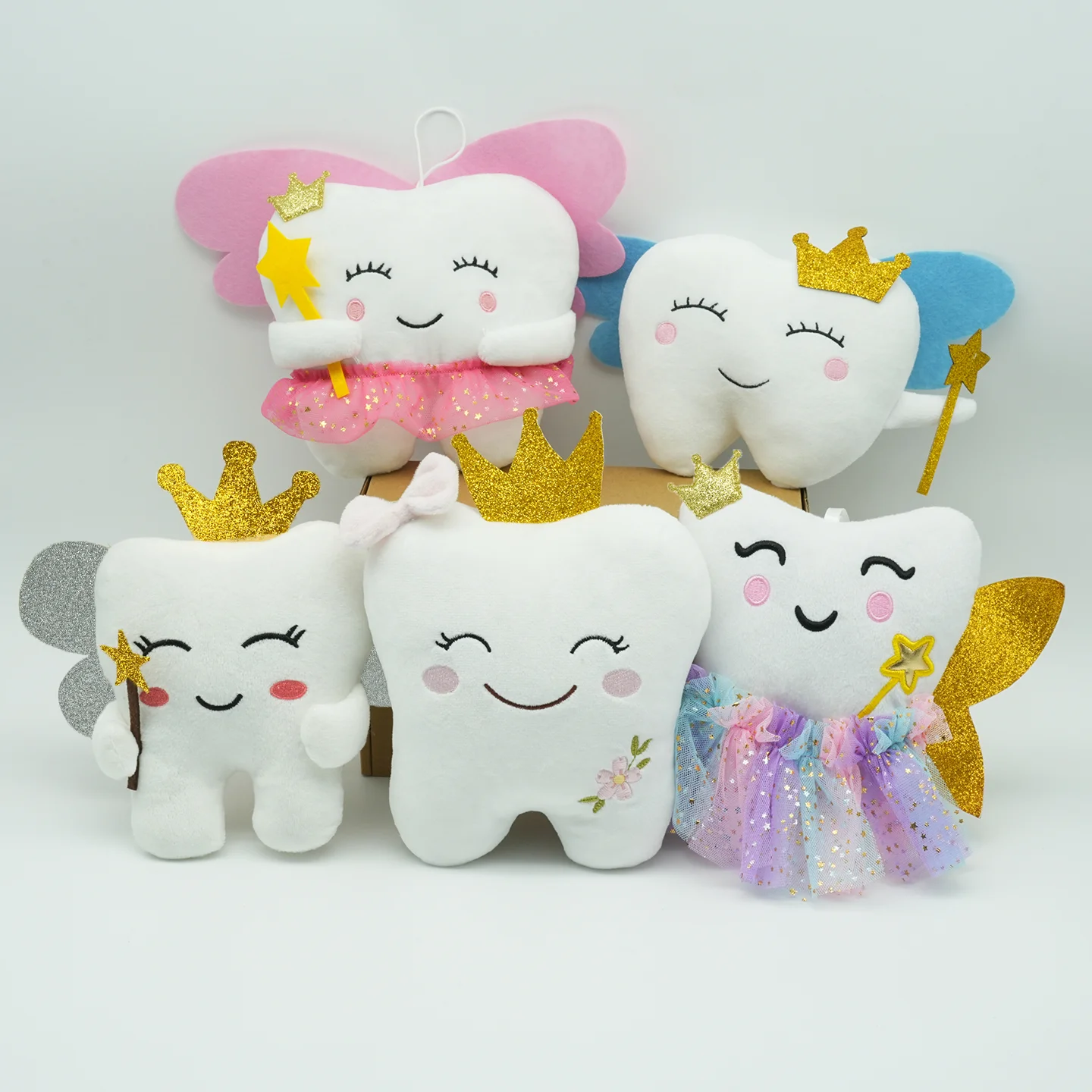 YanQing 5 Styles Cartoon Teeth Fairy Plush Toys Kawaii Tooth Stuffed Dolls White Teeth Plush Doll Children Birthday Gifts