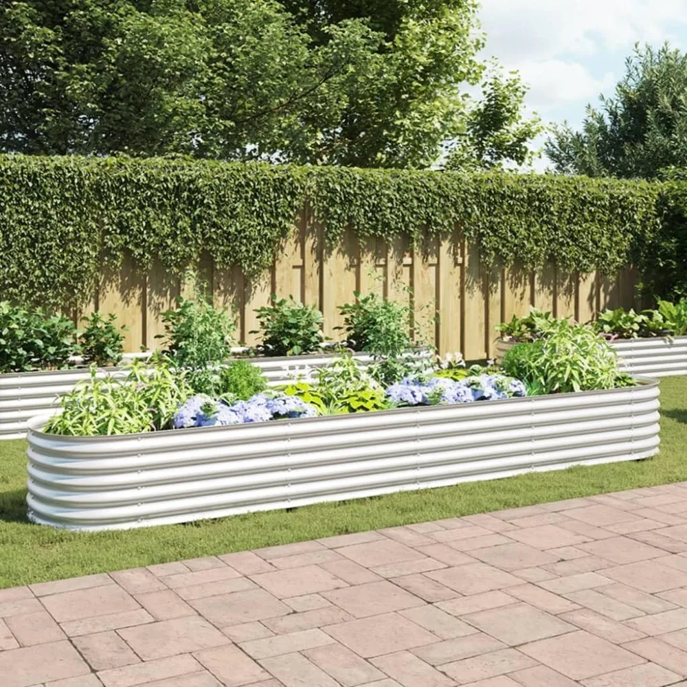 

Transform Your Garden with Steel Raised Planting Bed, Spacious 157.5" x 31.5" x 17.3" Design for Vegetables and Herbs, Silver