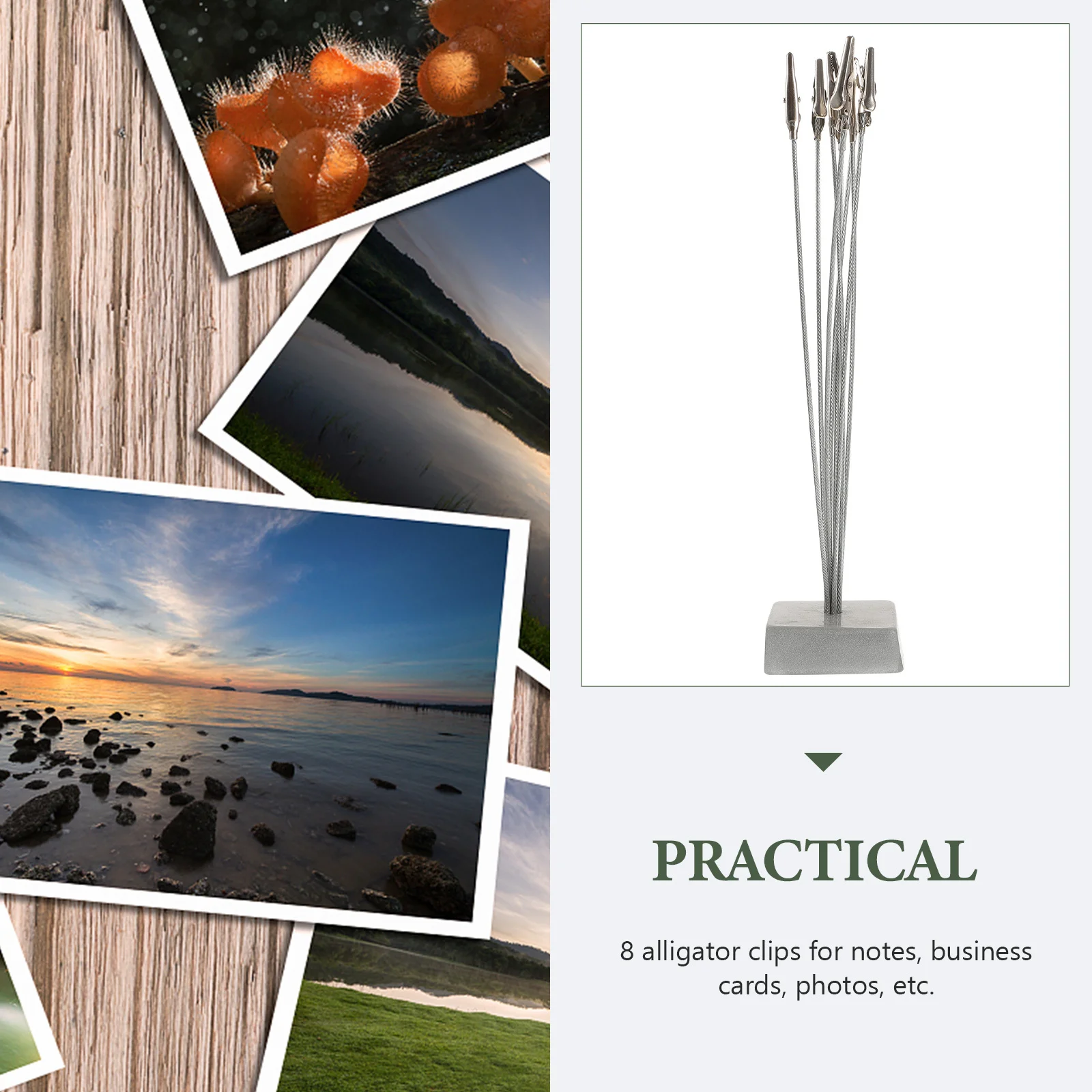 

Silver 8-Branch Clip Tree Note Memo Clip Creative Resin Base Photo Holder for Home Office Desktop Organization