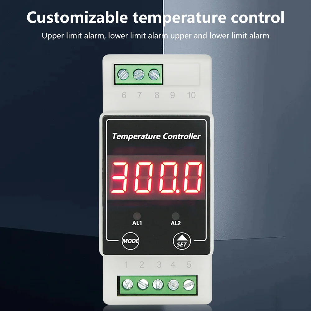 DC8-24V AC100-240V DIN Guide Rail Thermostat LED Digital Temperature Controller Suppoet Thermal Resistance/Thermocouple Sensor