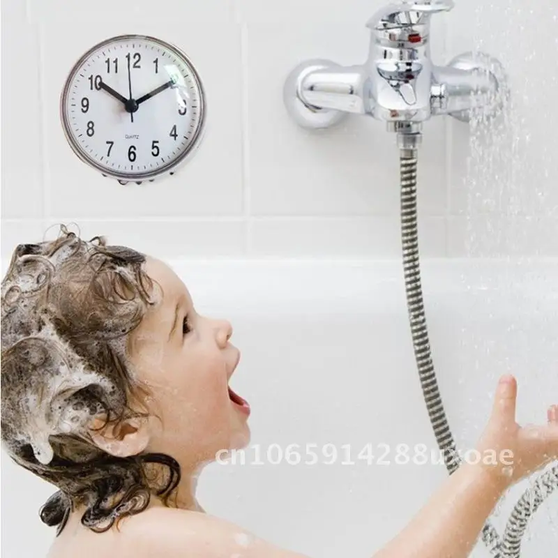 

Mini Suction Cup Wall Clock 7cm Waterproof Bathroom Kitchen Toilet Quartz Table Clock Anti-fog Small Oval Shape LCD Display