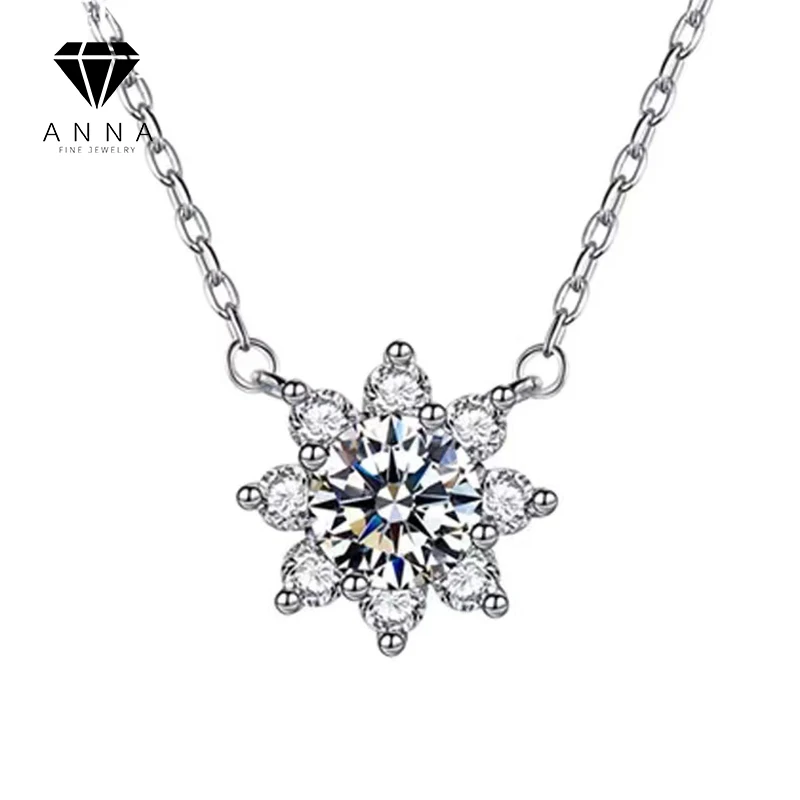 

New Flower Necklace For Women Solid 925 Sterling Silver High Carbon Diamond Pendant Fashion Wedding Fine Jewelry Anniversary