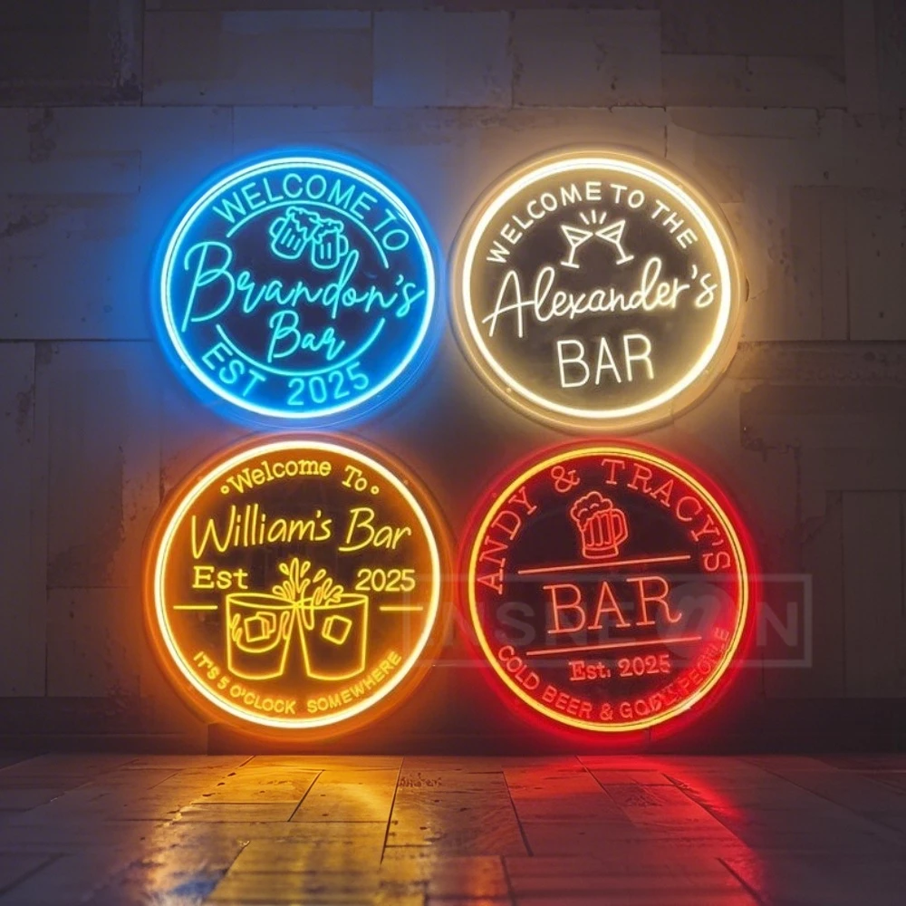 Custom Bar Neon Sign - USB-Powered Acrylic with Personalized Name/Engraved Logo | Bars Bree KTV Music Live Business Wall Decor
