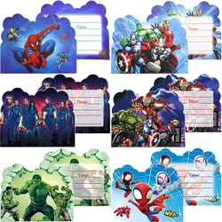 10pcs Disney Avengers Theme Invitation Card Mini Greeting Card Single-Page Type Event SpiderMan Birthday Party Supplies