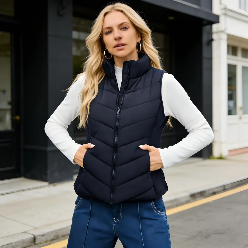 2026 Autumn Winter New Style Stand Collar Thickened Cotton Waistcoat Sleeveless Vest Coat Women Warm Multi Colors Available