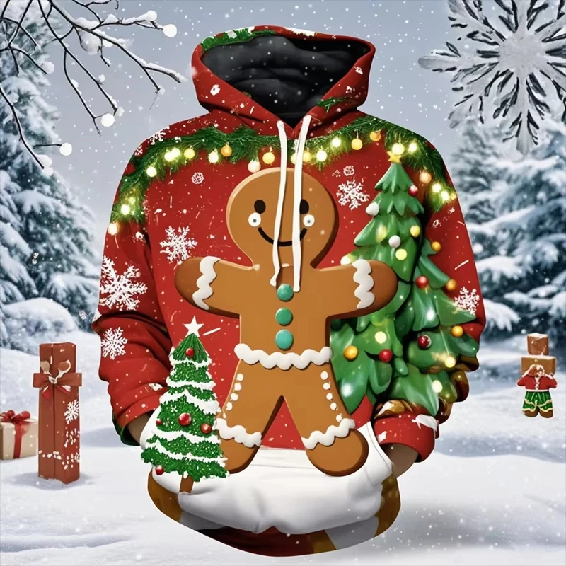 New Christmas Cookies Gingerbread Hoodie 3D Print Men Women Hoodies & Sweatshirts Fashion Adult Tracksuit Xmas Gift Kid Clothing