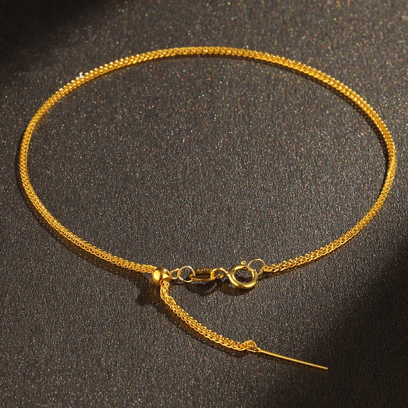 Labb 18K Gold Needle Chopin Bracelet Au750 Colored Gold Versatile Adjustable DIY Tongkong Road Tongtong Bracelet Women's Versati