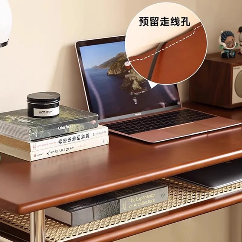 Mittelalterlicher Schreibtisch aus massivem Holz, Retro-Computertisch für Zuhause, Büro, Studentenschreibtisch, Arbeitszimmer, schmaler Schreibtisch