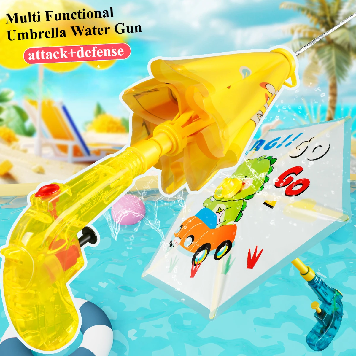 Dessin animé canard parapluie pistolet à eau écureuil extérieur pression pistolet à eau pulvérisation pistolet à eau jouet