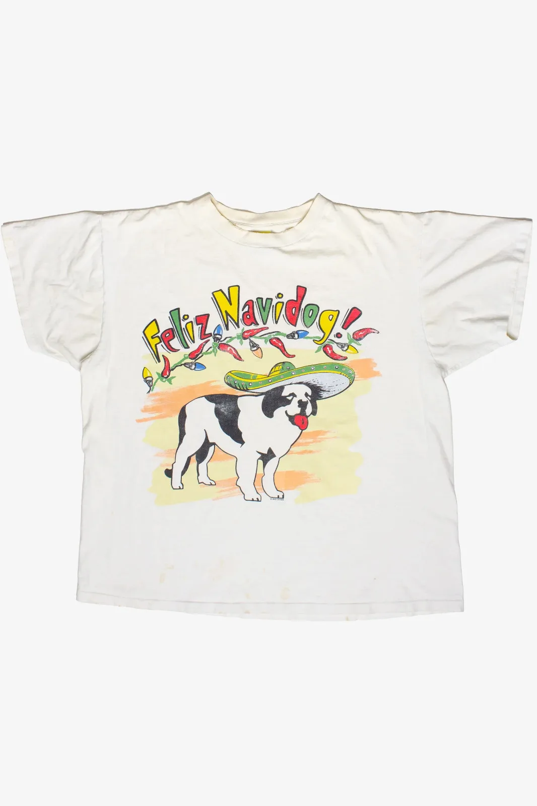 Vintage Distressed Big Dogs Feliz Navidog T-Shirt (1990s) EN463