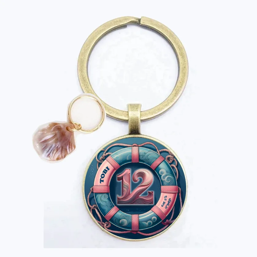 Shell dome glass alloy customized keychain