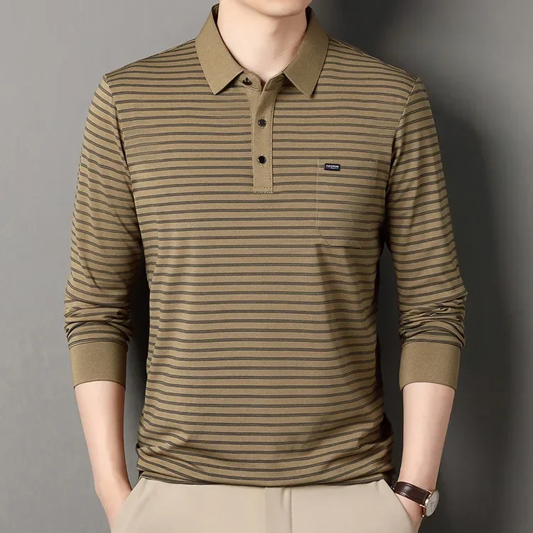 

2025 Men's Long Sleeved Popular Casual T-shirt Daily Lapel POLO Men's Clothing