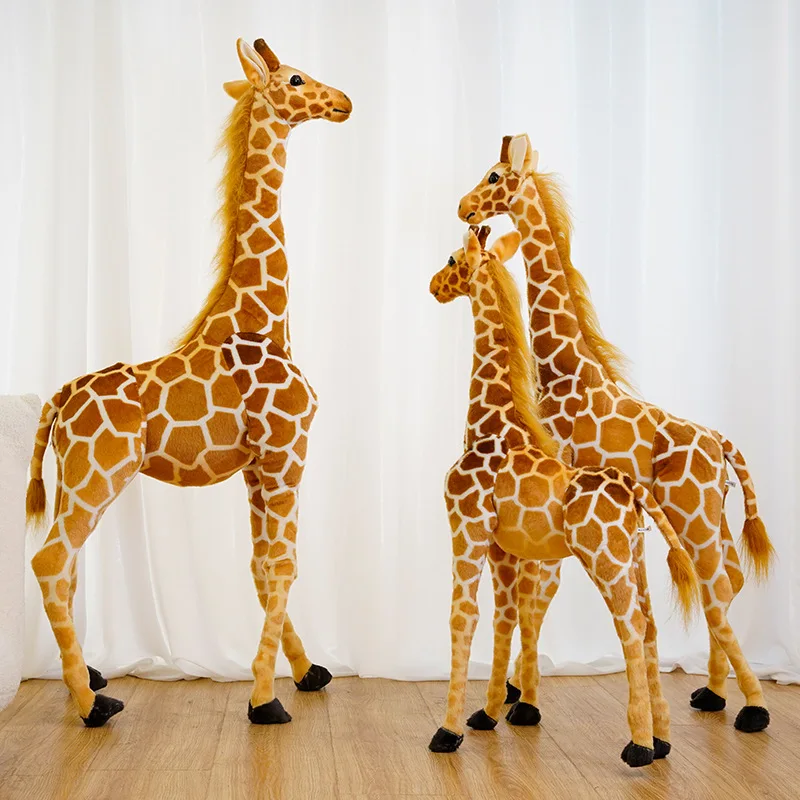 140CM Huge Giraffes Plush Toy Pretty Real Life Giraffe Dolls Stuffed Soft Animal Simulation Toy Baby Gifts Decor Children's Room