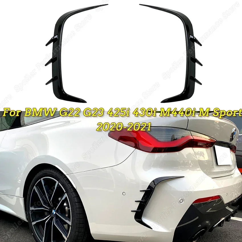 For BMW 4 Series G22 G23 425i 430i M440i M Sport Rear Bumper Splitter Spoiler Air Vent Cover Spoiler Canard Sticker 2020-2023