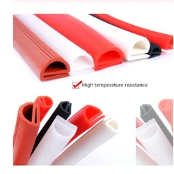 Silicone E Type Strip Red White E Shape Silicone Strip Door Oven Freezer Door Oven Steaming Machine VMQ E Sealing Bar