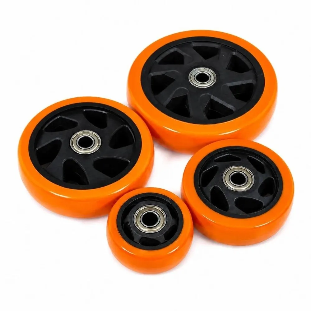 Durable Double Bearings Caster Wheel Orange High Load Capacity Trolley Wheel Wear Resistance PVC Wheel Heavy Duty Application