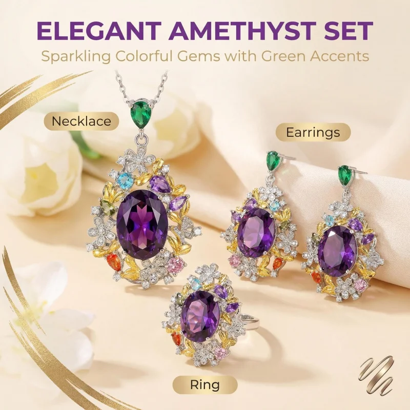

The new Foyejafu Secret Garden Series of jewelry features exquisite floral designs. It includes a purple crystal pendant necklac