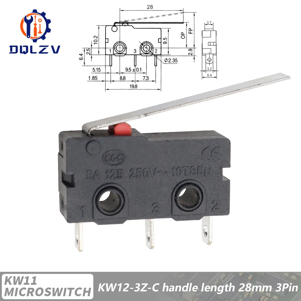 5A 125V250V KW12 Reise Endschalter KW11-3Z-2 Mit Griff 16mm Kontakt Taste Mikroschalter KW12-N 2Pin/3Pin KW12-A NO/NC