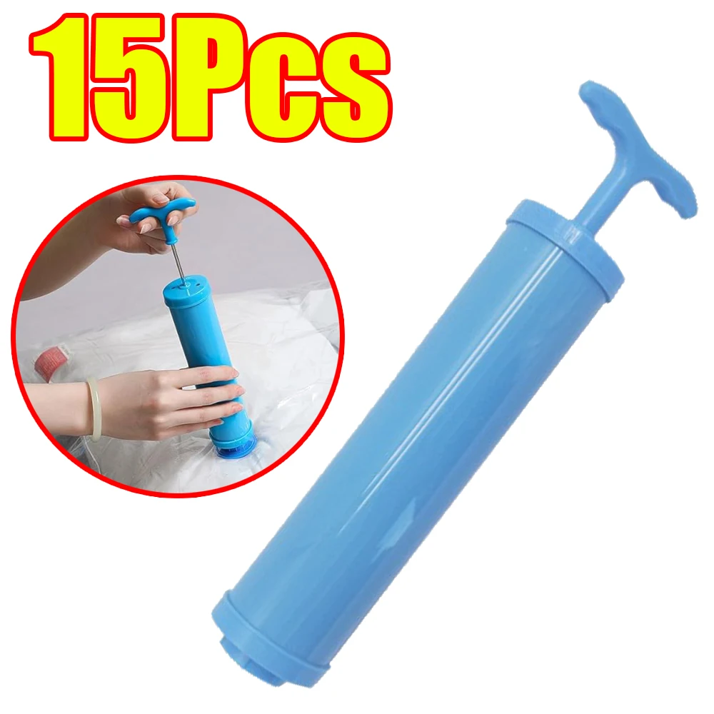 1-15Pcs Vacuum Bag Manual Air Pump Suction Air Storage Tool Vacuum Seal Storage Bag Supplies Extractor Compressed Space Saving