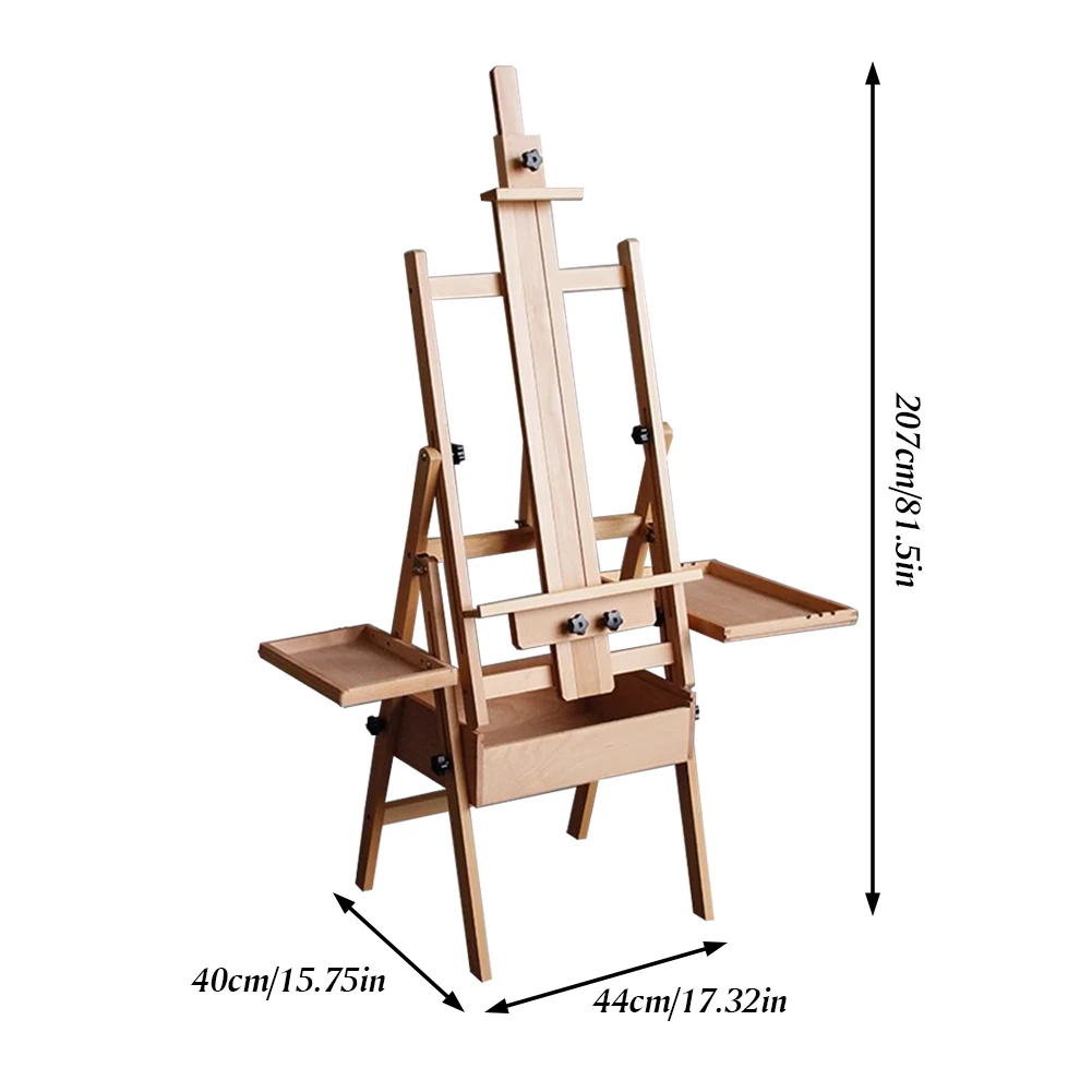 Beech Foldable Flat Easel Dual-Purpose Oil Painting Stand Foldable Adjustable Easel for Children Sketch Oil Painting