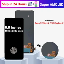 Super AMOLED for Oppo Reno2 Z Reno 2 Z Lcd PCKM70 Display Digital Touch Screen for Oppo Reno2 F CPH1989 Screen with Frame