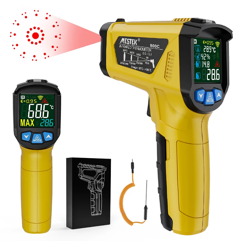 

Mestek Infrared Thermometer LCD Display Digital Thermometer Hygrometer Temperature Tester Pyrometer IR Laser Thermostat Tools