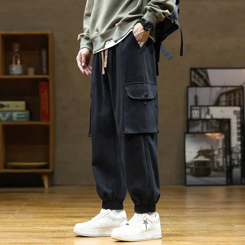 

Big Size Men's Jogger Cargo Pants 8XL 7XL 6XL Streetwear Washed Cotton Casual Baggy Pants Solid Color Loose Trousers Male