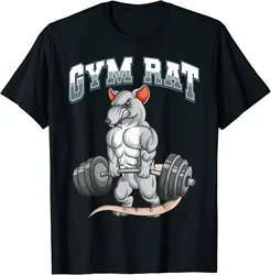 Summer Gym Sport T-shirt Rat Fitness Bodybuilding Crew Neck T Shirt Men Casual Women Short Sleeve Man Tees Tops Streetwear