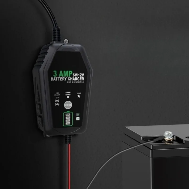

For Car Motorcycle Trickle Lithium LiFePO4 Lead-Acid Battery 3A 6V 12V Fully Automatic Smart Battery Charger Maintainer